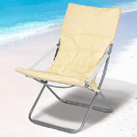 Trade Shop Traesio-spiaggina Sedia Canapone In Acciaio Tessuto Imbottito Pieghevole Relax Beige -