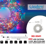 Wisdom-catena Luminosa 200 Luci Led Lucciole Luce Multicolore Cavo Trasparente Xc-3341 -