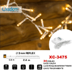 Wisdom-catena 24 Led A Batteria Cavo Trasparente Luce Calda Fissa+intermittente Xc-3475 -