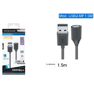 Maxtech-cavo Prolunga Usb 2.0 Maschio A Femmina Pc Computer 1,5mt Maxtech Usb2.0-mf1.5m -