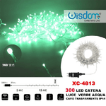 Wisdom-catena Luminosa 300 Luci Led Lucciole Luce Verde Acqua Cavo Trasparente Xc-4813 -