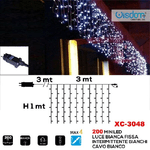 Wisdom-tenda Luminosa Natalizia 200led Luce Bianca Fissa + Bianca Intermittente Xc-3048 -