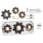 Kaela-set 3 Specchi Parete Decorativi Oro 25/35cm Plastica Libera Installazione 823893 -