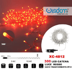 Wisdom-catena Luminosa 300 Luci Led Lucciole Luce Rosso Cavo Trasparente Ip44 Xc-4812 -