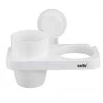 Cleafe-porta Phon Con Bicchiere Porta Spazzolini A Ventosa Bianco Accessori Bagno 59547 -