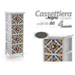 Kaela-cassettiera Legno 4 Cassetti Slim Salvaspazio Salotto Camera 80x26x32 Cm 829406 -