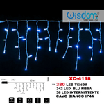 Wisdom-tenda Luminosa Natalizia 380 Led Luce Blu Fissa + Intermittente Ip44 Xc-4118 -