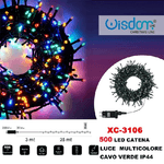 Wisdom-catena Luminosa 500 Luci Led Lucciole Luce Multicolore Cavo Verde Ip44 Xc-3106 -