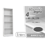 Kaela-libreria Moderna Scaffale 4 Ripiani 170x60x24cm Mobile Ermes Legno Bianco 715600 -