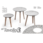 Kaela-set 3 Tavolini Tavolo Mdf Piedi Legno Salotto Giardino ø45-40-30cm Tondi 783944 -