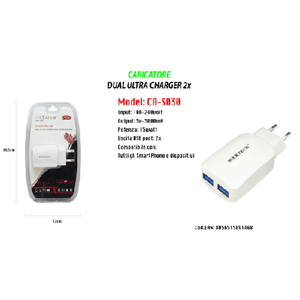 Maxtech-caricatore Portatile Presa 2 Usb Per Smartphone 5v - 3100ma Maxtech 18w Ca-s030 -