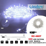 Wisdom-catena Luminosa 300 Luci Led Lucciole Luce Bianca Cavo Trasparente Ip44 Xc-4807 -