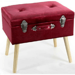 Kaela-pouf Pouff Contenitore H46x50x35cm Tessuto Rosso Imbottito Piedi In Legno 756795 -