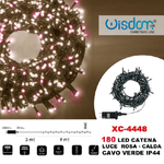 Wisdom-catena Luminosa 180 Luci Led Lucciole Luce Rosa + Calda Cavo Verde Ip44 Xc-4448 -