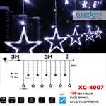 Wisdom-tenda Luminosa Natalizia 168 Led Con Stelle Luce Bianca Cavo Trasparente Xc-4007 -