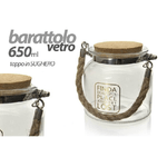 Kaela-barattolo Vetro Maniglia Corda Tappo In Sughero 650ml Vdecorato 11x11.4cm 758409 -