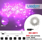 Wisdom-catena Luminosa 300 Luci Led Lucciole Luce Rosa Cavo Trasparente Ip44 Xc-4811 -