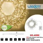 Wisdom-catena Luminosa 100led Lucciole Con Batteria Cavo Trasparente Luce Calda Xc-4252 -