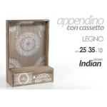 Kaela-portalettere Con Cassetto Appendino Legno 25x35x10cm Decoro Indian Shabby 738388 -