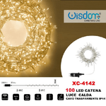 Wisdom-catena Luminosa 100 Luci Led Lucciole Luce Calda Cavo Trasparente Ip44 Xc-4142 -