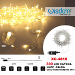 Wisdom-catena Luminosa 300 Luci Led Lucciole Luce Calda Cavo Trasparente Ip44 Xc-4810 -