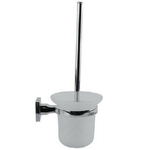 Cleafe-porta Scopino Wc Completo Vetro Satinato Fissaggio A Parete Bagno Square 59193 -