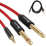 Maxtech-cavo Audio Aux 3.5mm Maschio A Doppio Cavo Jack 6.5mm Maschio Mono Ajack-01 1.5mt -