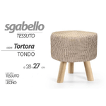 Kaela-pouf Sgabello Poggiapiedi Gambe In Legno Tessuto Tortora 28x27 Cm Tondo 827716 -