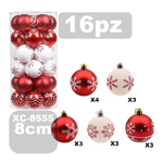 Wisdom-set 16 Palline Natalizie Decorazioni 8 Cm Addobbi Per Albero Di Natale Xc-8555 -