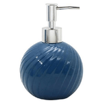 Cleafe-dispenser Porta Sapone Liquido Sferico In Ceramica Rigata Blu Arredo Bagno 79954 -