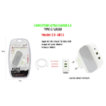 Maxtech-caricatore Ultra Charge 3.0 Type-c/2xusb Ricarica Per Smartphone 5v-3000ma Maxtech Ca-s033 -