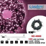 Wisdom-catena Luminosa 180 Luci Led Lucciole Luce Rosa Cavo Verde Ip44 Xc-4002 -