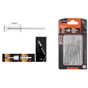 Kaela-set 9 Pz Rivetti Rivetto 4.8x30mm Accessori Bricolage Ferramenta Fai Da Te 90826 -