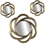 Kaela-set 3 Specchi Parete Decorativi Oro Anticato Libera Installazione 20-35cm 836855 -