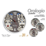 Kaela-orologio 31x4cm Da Parete Testa Di Moro Marrone Moderno Tondo Colori Ass 820205 -