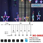 Wisdom-tenda Luminosa Natalizia 115led Stelle Luce Multicolore Cavo Trasparente Xc-3002 -