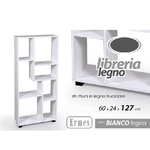 Kaela-libreria H127x60x24 Cm Ripiani In Legno Bianco Striato Mobile Scaffale 750892 -