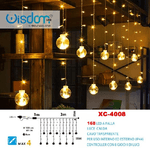 Wisdom-tenda Luminosa Natalizia 168 Led Con Palle Luce Calda Cavo Trasparente Xc-4008 -