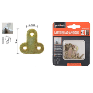 Kaela-set 4 Pz Lastrina Lastrine Ad Angolo Forma T 30x14x2mm Con Viti Per Mobili 91222 -