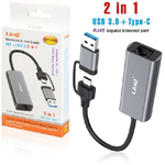 Linq-adattatore Di Rete Gigabit Ethernet Porta Rj45 2 In 1 Usb 3.0 + Type-c Otg590 -