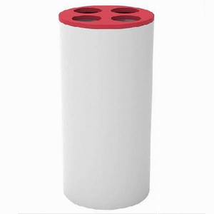 Cleafe-bicchiere Portaspazzolini 4 Fori Bianco Rosso In Plastica Accessorio Bagno 69938 -