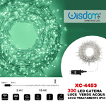 Wisdom-catena Luminosa 300 Luci Led Lucciole Luce Verde Acqua Cavo Trasparente Xc-4453 -