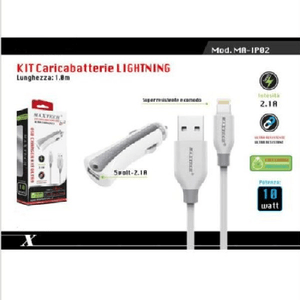 Maxtech-set Caricatore Caricabatterie Ricarica Auto Cavo Dati Lightning 1mt Ma-ip02 Maxtech -