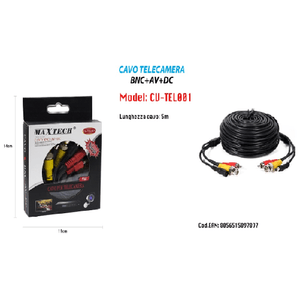 Maxtech-cavo 5mt Per Telecamera Collegamento Dal Monitor Alla Camera Maxtech Cv-tel001 -