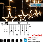 Wisdom-tenda Luminosa Natalizia 168 Led Con Stelle Luce Calda Cavo Trasparente Xc-4006 -