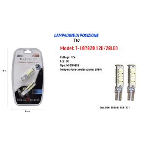 Maxtech-lampadine Di Posizione T10 Maxtech T-107020 12v 20led 6000k Lampadine Ultra Luminose -