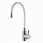 Cleafe-miscelatore Rubinetto Lavello Cucina Canna Flessibile Bianco Acciaio Satinato 52688 -