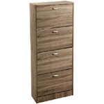 Kaela-scarpiera 4 Ante Doppia Salvaspazio Slim Legno Moderna Noce H 150x63x24cm 827648 -