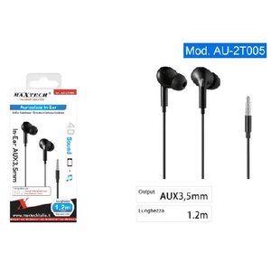 Maxtech-auricolari In-ear Cuffie Aux 3.5mm Cavo Alta Velocità 1.2mt Smartphone Au-2t005 -