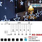 Wisdom-tenda Luminosa Natalizia 230 Led Con Stelle Luce Bianca Cavo Trasparente Xc-3004 -